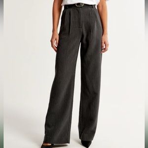 Abercrombie & Fitch Sloane Wide Leg Pants Pinstripe Grey